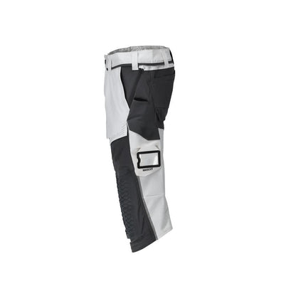 Pantalon trois-quarts, poches genoux, pantalon trois-quarts artisan stretch, blanc/gris anthracite