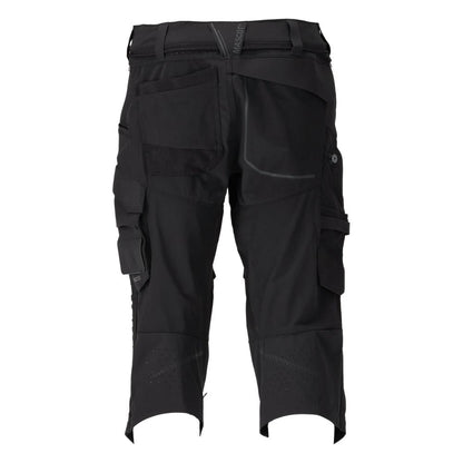 Pantalone tre quarti, tasche al ginocchio, pantalone tre quarti artigianale stretch, nero
