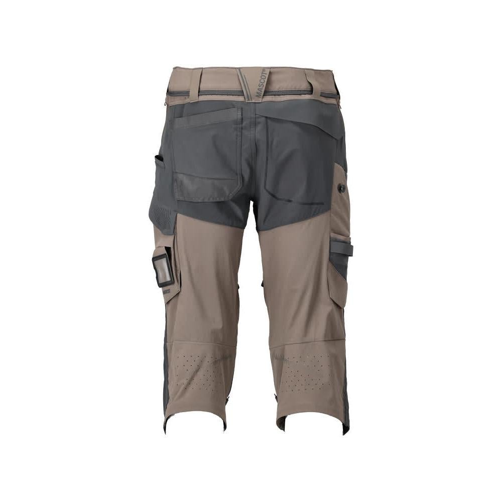 Pantalon trois-quarts, poches genoux, pantalon trois-quarts artisan stretch, beige sable foncé/gris anthracite