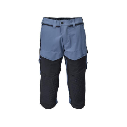 Three-quarter trousers, knee pockets, stretch craftsman three-quarter trousers, stone blue/black-blue