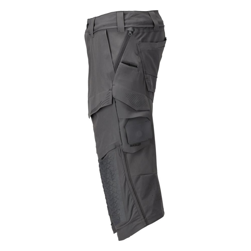 Pantalone tre quarti, tasche al ginocchio, pantalone tre quarti artigianale stretch, grigio antracite