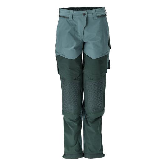 Pants with knee pockets, women's pants, light forest green/forest green