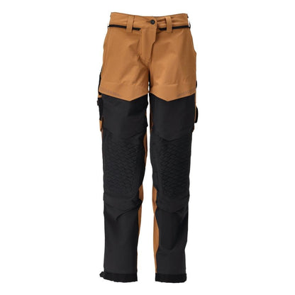 Pantaloni con tasche sulle ginocchia, pantaloni da donna, colore marrone nocciola/nero