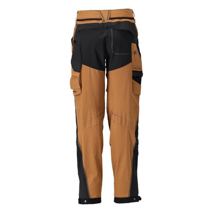 Pantaloni con tasche sulle ginocchia, pantaloni da donna, colore marrone nocciola/nero