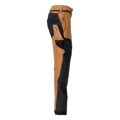 Pantaloni con tasche sulle ginocchia, pantaloni da donna, colore marrone nocciola/nero