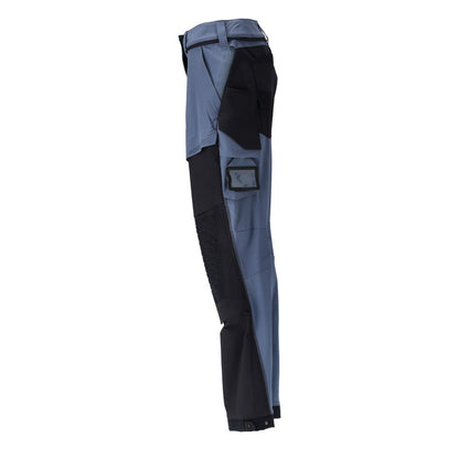 Trousers with knee pockets, women's trousers, stone blue/black blue