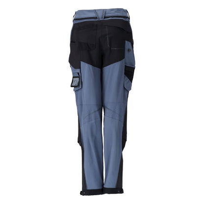 Trousers with knee pockets, women's trousers, stone blue/black blue