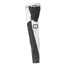 Trousers, knee pockets, stretch, light trousers, white/anthracite grey