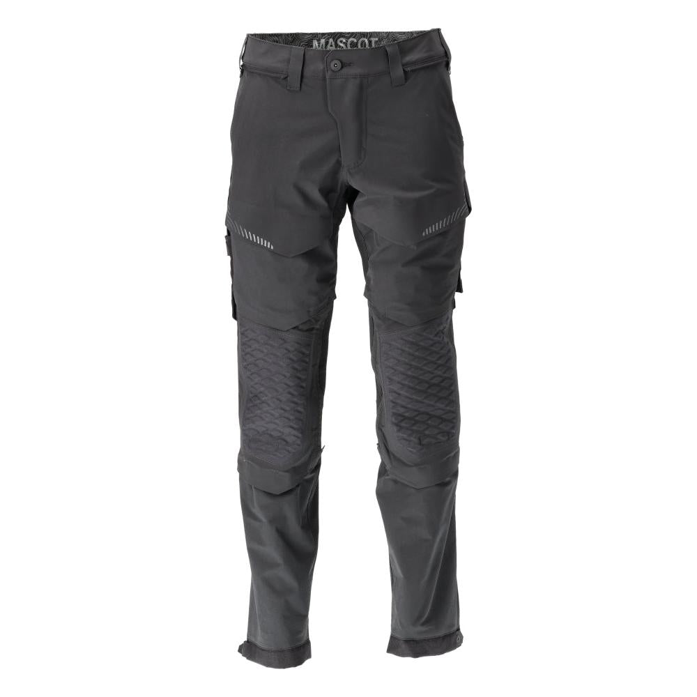 Pantalon, poches genoux, stretch, pantalon léger, noir