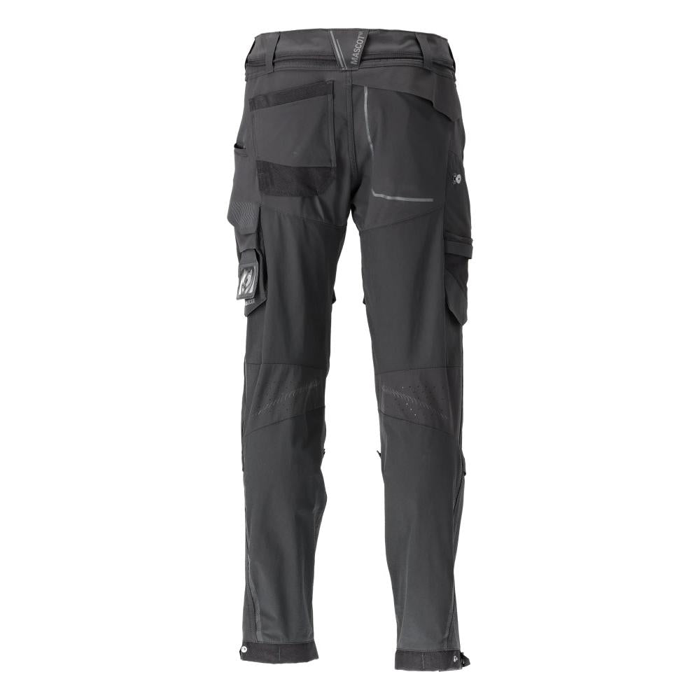 Pantalon, poches genoux, stretch, pantalon léger, noir