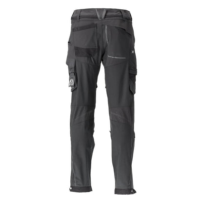 Pantalon, poches genoux, stretch, pantalon léger, noir