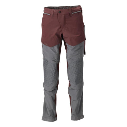 Pantalon, poches genoux, stretch, pantalon léger, bordeaux/gris anthracite