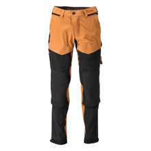 Pantaloni, tasche al ginocchio, elasticizzati, pantaloni leggeri, colore marrone nocciola/nero