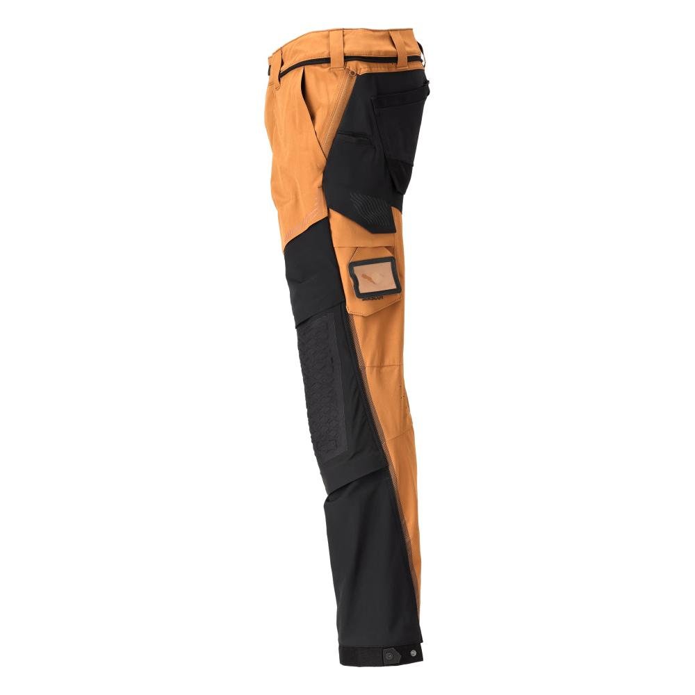 Hose, Knietaschen, Stretch, leicht Hose, nussbraun/schwarz