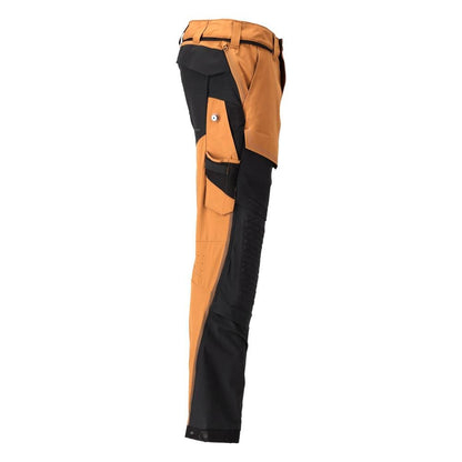 Hose, Knietaschen, Stretch, leicht Hose, nussbraun/schwarz