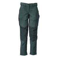 Pants with knee pockets, women's pants, forest green