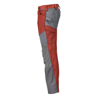 Pantalon avec poches genoux, rouge automne/gris anthracite