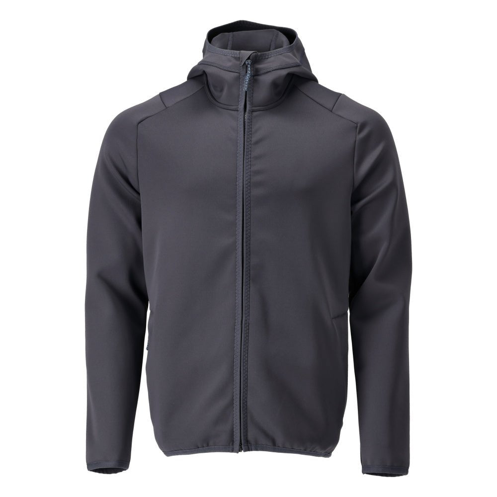 Pull polaire, capuche, veste micropolaire zippée, noir-bleu