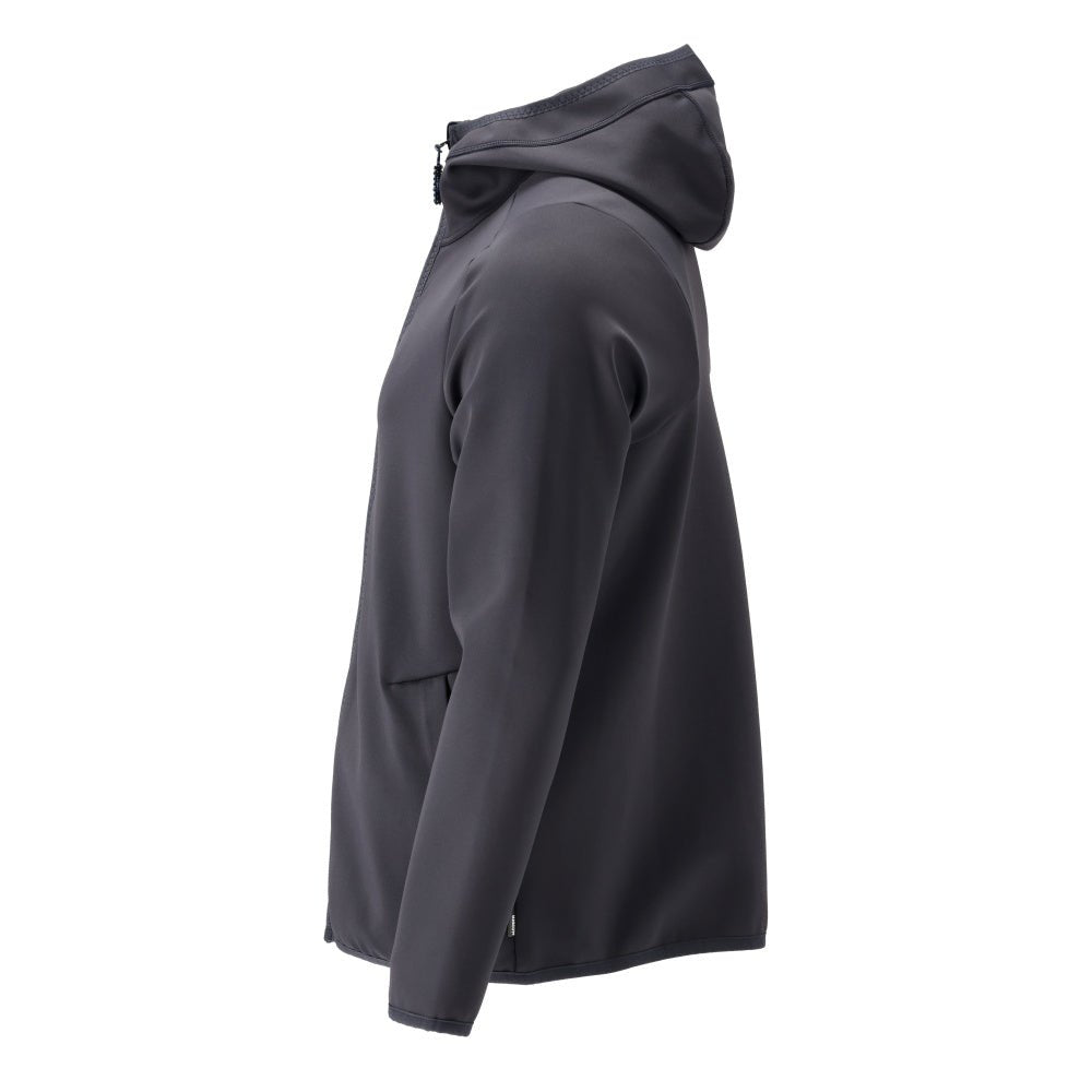 Pull polaire, capuche, veste micropolaire zippée, noir-bleu