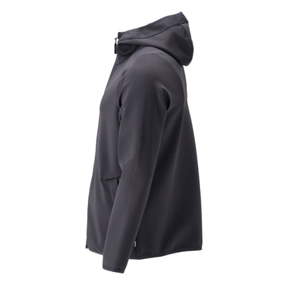 Pull polaire, capuche, veste micropolaire zippée, noir-bleu
