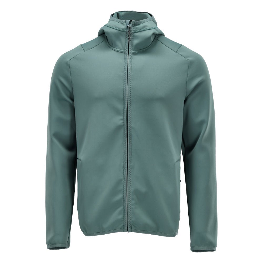 Maglia in felpa, cappuccio, giacca in micropile con zip, verde bosco chiaro