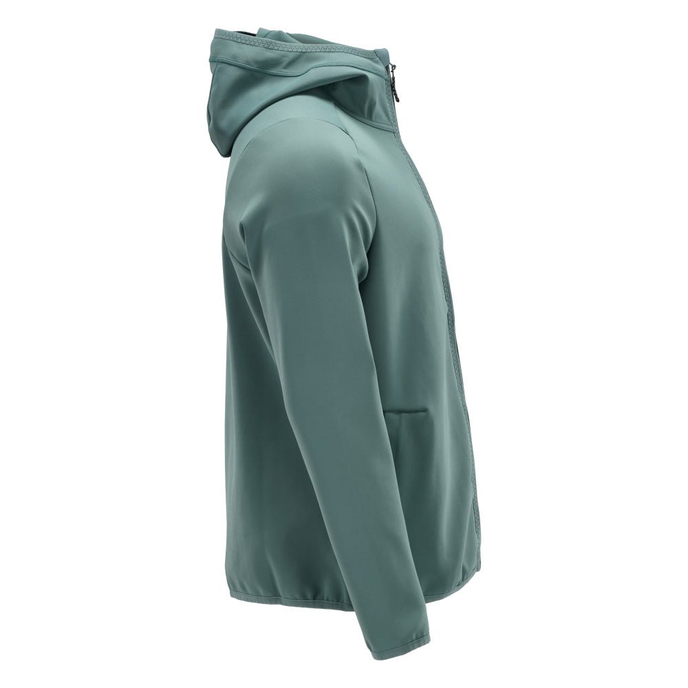 Maglia in felpa, cappuccio, giacca in micropile con zip, verde bosco chiaro