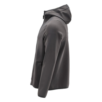 Pull polaire, capuche, veste micropolaire zippée, gris anthracite