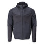 Fleece sweater, hood, zipper microfleece jacket, black-blue
