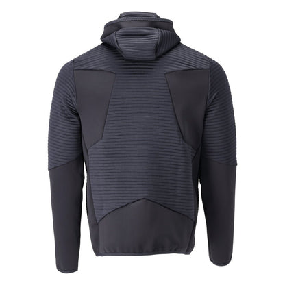 Fleece sweater, hood, zipper microfleece jacket, black-blue