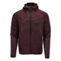 Fleece sweater, hood, zip microfleece jacket, burgundy