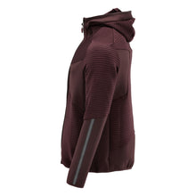 Fleece sweater, hood, zip microfleece jacket, burgundy