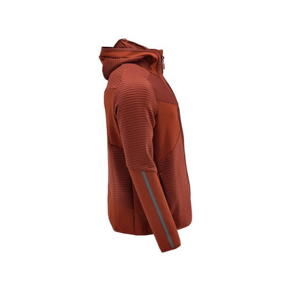 Pull polaire, capuche, veste micropolaire zippée, rouge automne