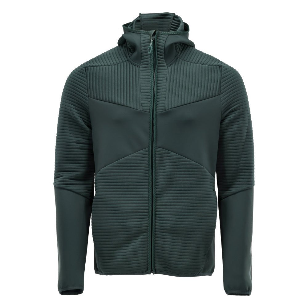 Maglia in felpa, cappuccio, giacca in micropile con zip, verde bosco