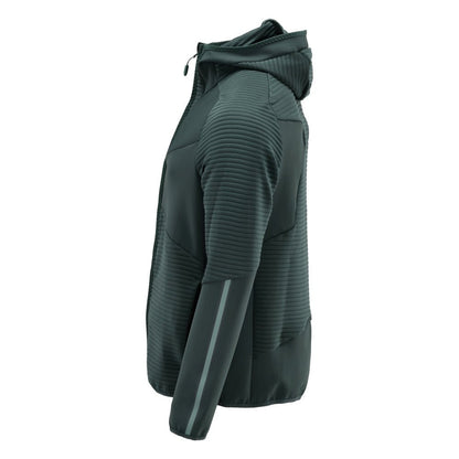 Maglia in felpa, cappuccio, giacca in micropile con zip, verde bosco