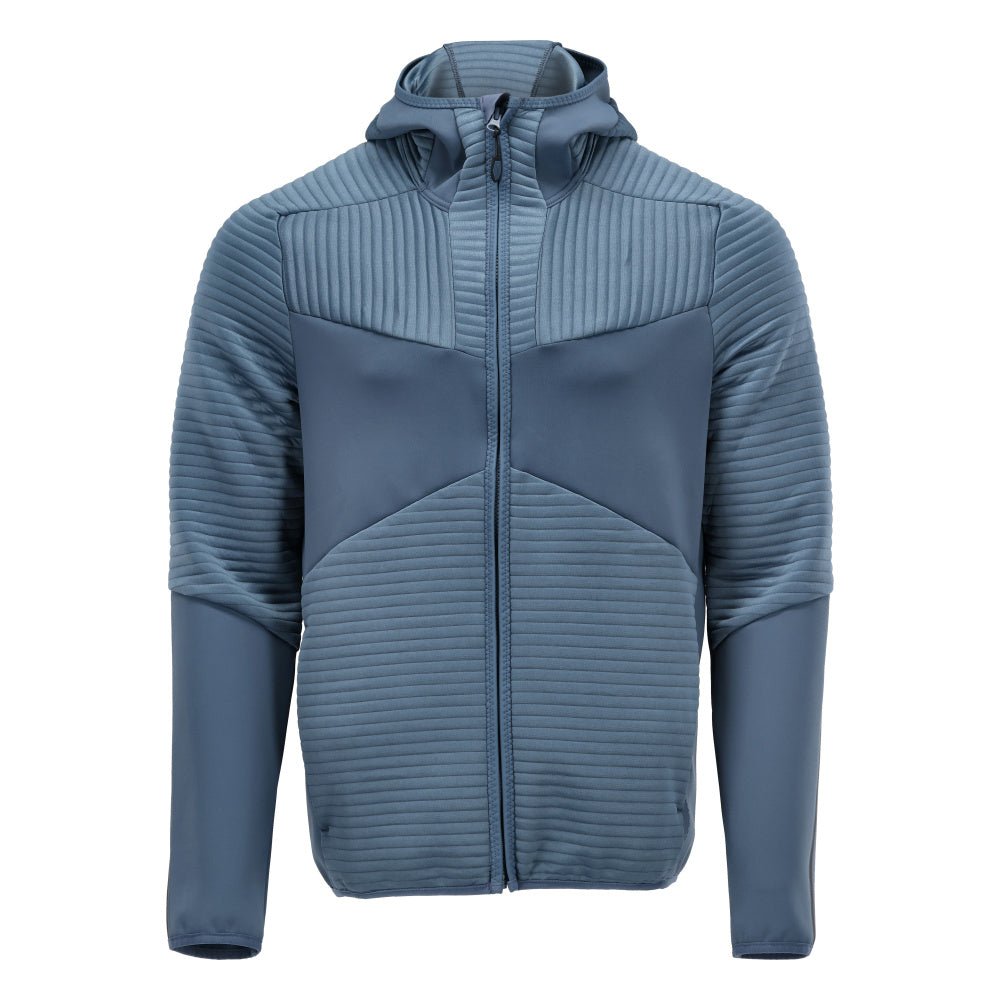 Maglia in pile, cappuccio, giacca in micropile con cerniera, colore blu pietra