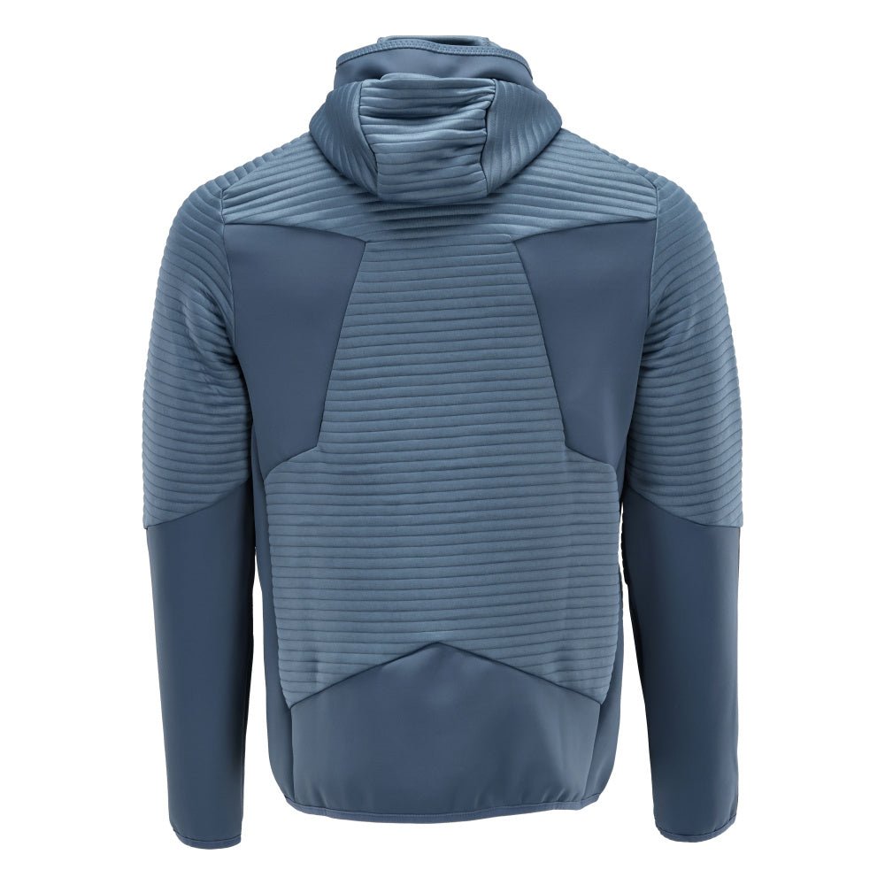 Maglia in pile, cappuccio, giacca in micropile con cerniera, colore blu pietra