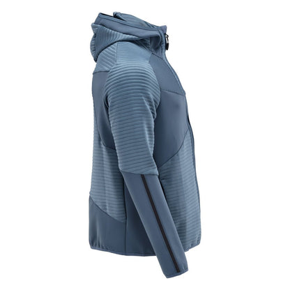 Maglia in pile, cappuccio, giacca in micropile con cerniera, colore blu pietra