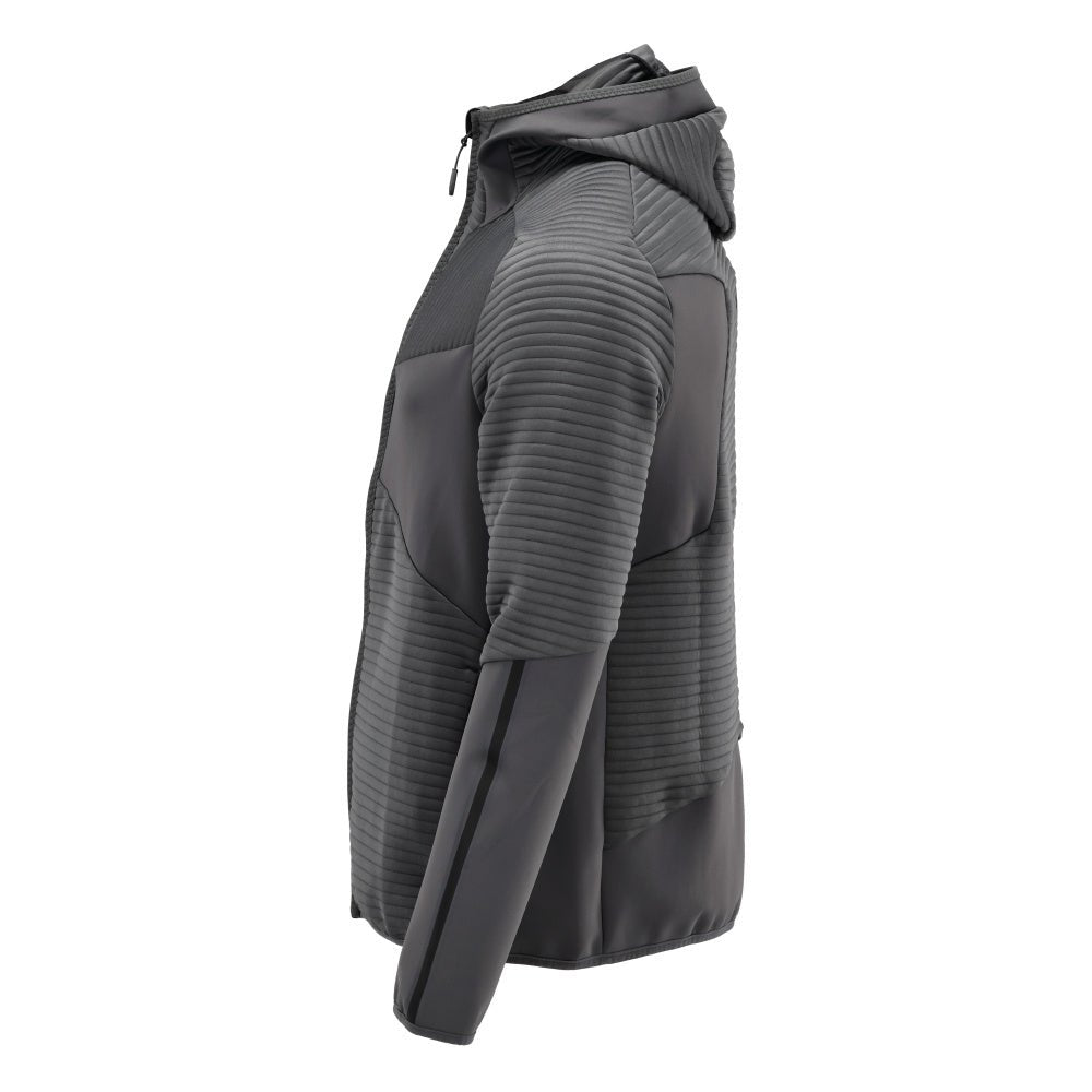 Maglia in pile, cappuccio, giacca in micropile con zip, colore grigio antracite