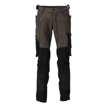 Pantaloni con tasche sulle ginocchia, elasticizzati, pantaloni leggeri, antracite scuro/nero