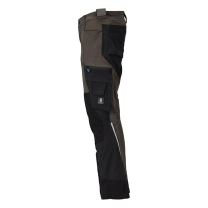 Pantaloni con tasche sulle ginocchia, elasticizzati, pantaloni leggeri, antracite scuro/nero