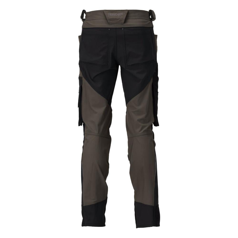 Pantaloni con tasche sulle ginocchia, elasticizzati, pantaloni leggeri, antracite scuro/nero