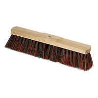 The Nölle Profi Brush Arenga/Elaston indoor broom with a saddle-shaped handle and a handle hole, manufactured by Nölle Profi Brush Bürsten- & Pinseltechnik e.K., features dense black-and-red bristles set against a white background.