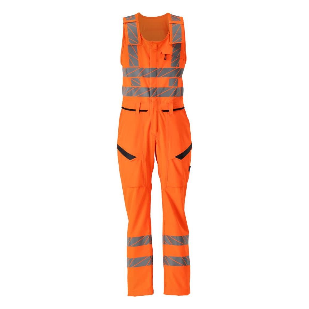 Kombihose mit Schenkeltaschen, Stretch Kombihose, hi-vis orange