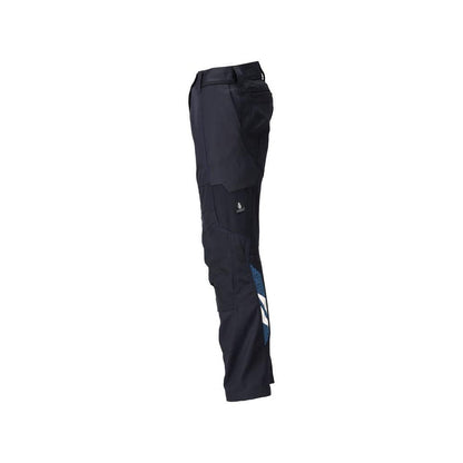 Pantalon avec poches genoux, pantalon femme, noir-bleu