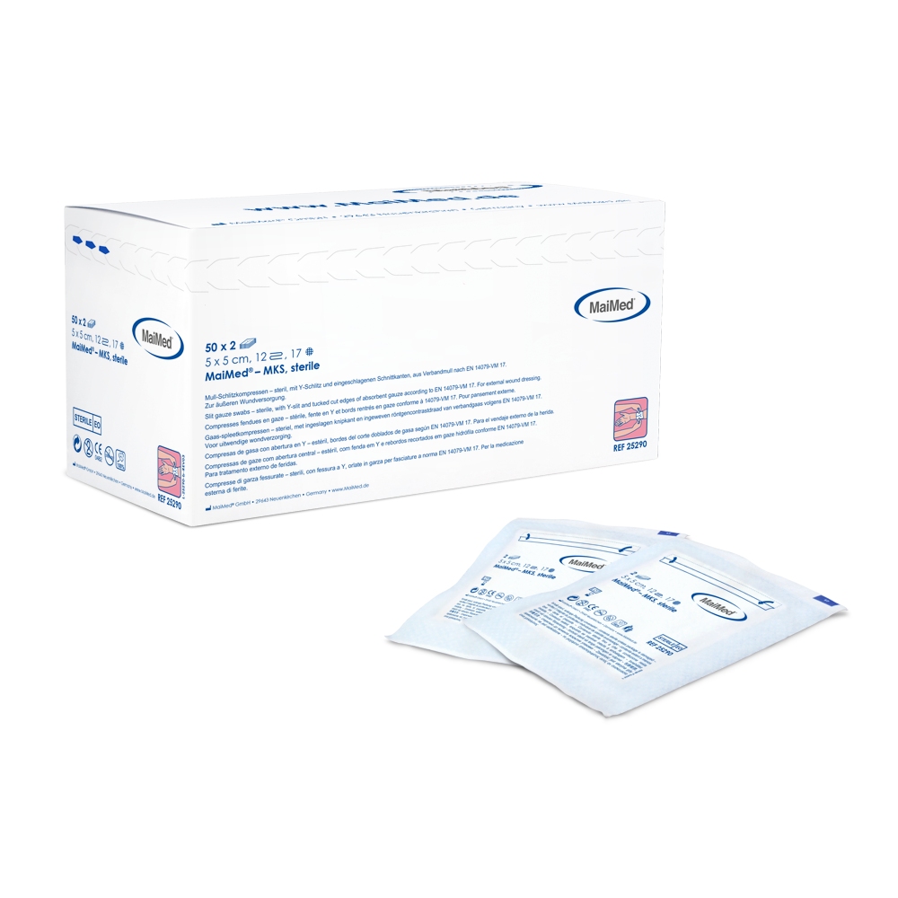 MaiMed-MKS-steril Mull-Schlitzkompressen