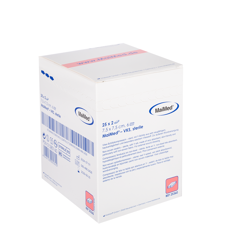 MaiMed-VKS-steril Vlies-Schlitzkompressen zu 25x2 St./Box