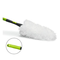Le plumeau en microfibre Nölle Profi Brush avec manche télescopique (195 cm) de la société Nölle Profi Brush Bürsten- & Pinseltechnik e.K. est doté d'un plumeau blanc duveteux et d'un manche vert et noir muni d'un trou de suspension : il est idéal pour dépoussiérer efficacement.