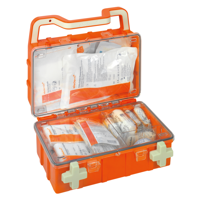 Kit di pronto soccorso arancione DYNAMIC-GLOW S norma DIN 13157 | Valigia (1 pezzo)