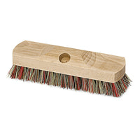 The Nölle Profi Brush Acid Scrubber Union/Elaston, 23 cm, from Nölle Profi Brush Bürsten- & Pinseltechnik e.K., features extra-stiff, multicolored bristles and a central hole for attaching a handle—ideal for professional cleaning under heavy-duty conditions.