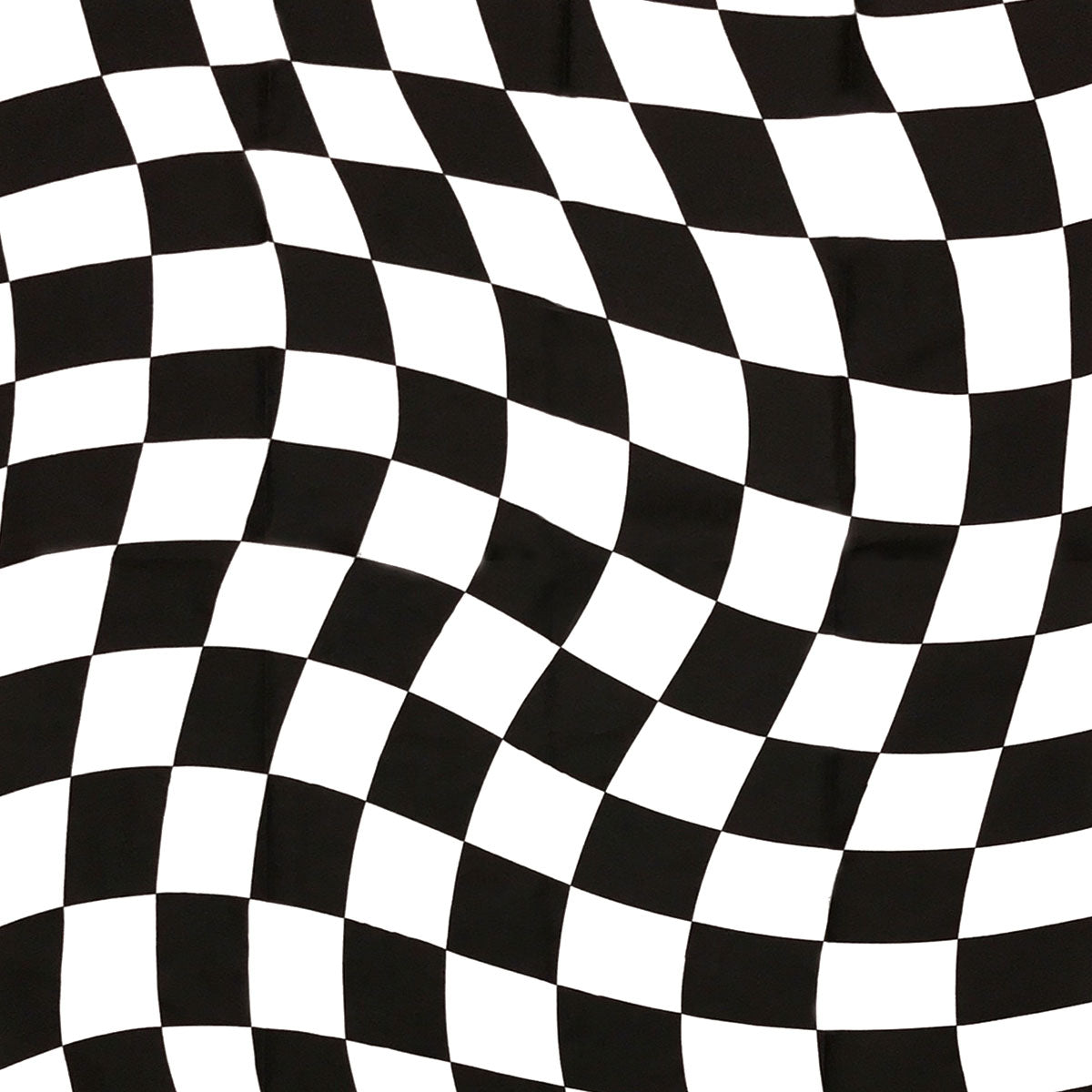 Die Dunicel Mitteldecke 84x84 cm Grand Prix von Duni GmbH zeichnet sich durch ein schwarz-weiß kariertes, wellenförmiges Muster aus, das eine optische Täuschung erzeugt - ideal für auffällige optische Effekte bei festlichen Veranstaltungen. Packung mit 100 Stück.